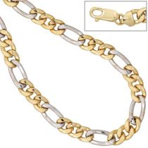 Figarokette 333 Gelbgold Weißgold bicolor 45 cm Gold Kette Halskette