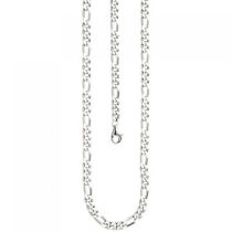 Figarokette 925 Silber diamantiert 60 cm Kette Silberkette Karabiner