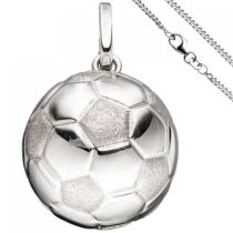 Kinder Anhänger Fußball 925 Silber Fußballanhänger mit Kette 42 cm