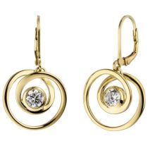 Ohrhänger 925 Sterling Silber gold vergoldet 2 Zirkonia Ohrringe Boutons