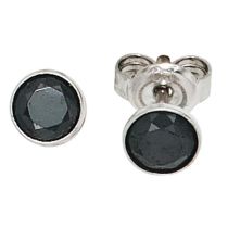 Ohrstecker 925 Sterling Silber rhodiniert 2 schwarze Zirkonia