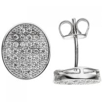 Ohrstecker oval 925 Sterling Silber 60 Zirkonia Ohrringe