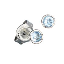 Ohrstecker rund 925 Silber rhodiniert 2 Zirkonia hellblau blau