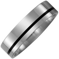 Partner Ring Titan mit Keramik schwarz Partnerring bicolor