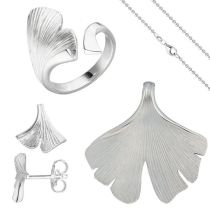 Schmuck-Set Ginko 925 Sterling Silber mit Kette 45 cm