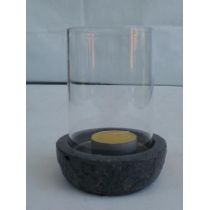 Windlicht aus Glas und Kunststein, 12 cm hoch