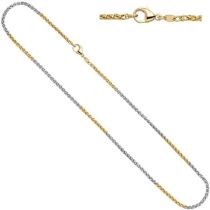 Zopfkette 585 Gelbgold Weißgold bicolor 2,2 mm 42 cm Gold Kette