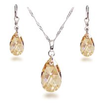 Schmuckset aus Siber Rhodium mit Kristall Tropfen in Crystal Golden Shadow