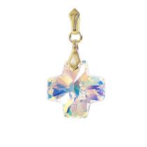 Vergoldeter Schmuck Anhänger Kristall Kreuz in Crystal Aurora Boreale