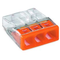 COMPACT-Verbindungsdosenklemme WAGO, eindrähtige Leiter, 3 Klemmstellen, orange, 100 Stück