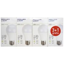 LED Glühlampe, E27, 10W, 810lm, 2700K, warmweiß, 3+1 Set