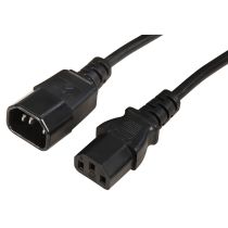 Netz-Verlängerungskabel, 1,8 m Kaltgeräte-Stecker/Kupplung, schwarz