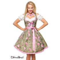 Dirndl mit Blumenschürze,grün/pink Größe M