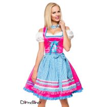 Dirndl mit Karoschürze,blau/pink Größe 2XL