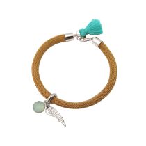 Gemshine - Damen - Armband - 925 Silber - Edelstein - Aqua Chalcedon - Engel Flügel - Grün - Braun