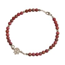 Gemshine - Damen - Armband - 925 Silber - Lotus Blume - Edelstein - Rosa - YOGA