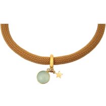 Gemshine - Damen - Armband - 925 Silber - Vergoldet - Edelstein - Aqua Chalcedon - STAR - Stern - Grün - Braun