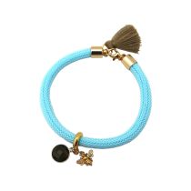 Gemshine - Damen - Armband - 925 Silber - Vergoldet - Edelstein - Rauchquarz - BEE - Biene - Blau - Braun