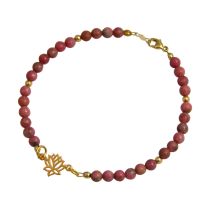 Gemshine - Damen - Armband - 925 Silber - Vergoldet - Lotus Blume - Edelstein - Rosa - YOGA