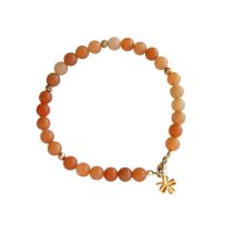 Gemshine - Damen - Armband - Aventurin - Orange - Vergoldet - 6 mm