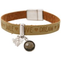 Gemshine - Damen - Armband - BEE - Biene - 925 Silber - WISHES - Braun Sand - Rauchquarz - Magnetverschluss