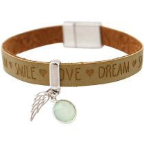 Gemshine - Damen - Armband - Engel - Flügel - 925 Silber - WISHES - Braun Sand - Chalcedon - Meeresgrün - Magn