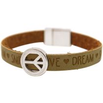 Gemshine - Damen - Armband - Frieden - Peace - WISHES - Braun - Sand - Magnetverschluss