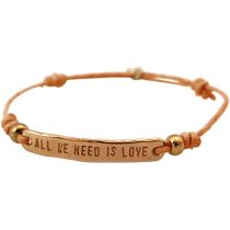 Gemshine - Damen - Armband - Gravur - ALL WE NEED IS LOVE - Rose Vergoldet - Hellkoralle - Rose