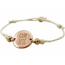 Gemshine - Damen - Armband - Gravur - CARE LESS - Rose Vergoldet - Nude