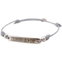 Gemshine - Damen - Armband - Gravur - CELEBRATE EACH DAY - Silber - Hellgrau