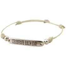 Gemshine - Damen - Armband - Gravur - CELEBRATE EACH DAY - Silber - Nude