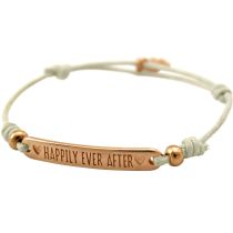 Gemshine - Damen - Armband - Gravur - HAPPILY EVER AFTER - Rose Vergoldet - Nude