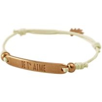 Gemshine - Damen - Armband - Gravur - JE T´AIME - Rose Vergoldet - Nude