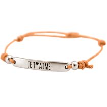 Gemshine - Damen - Armband - Gravur - JE T´AIME - Silber - Hellkoralle - Rose