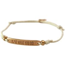 Gemshine - Damen - Armband - Gravur - LOVE WHAT YOU DO - Rose Vergoldet - Nude