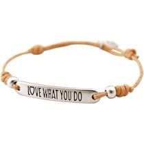 Gemshine - Damen - Armband - Gravur - LOVE WHAT YOU DO - Silber - Hellkoralle - Rose