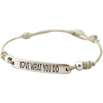 Gemshine - Damen - Armband - Gravur - LOVE WHAT YOU DO - Silber - Nude