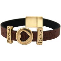 Gemshine - Damen - Armband - Herz - Liebe - WISHES - Braun - Dunkel - Magnetverschluss - Survivor - Believe