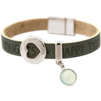 Gemshine - Damen - Armband - Herz - Liebe - WISHES - Chalcedon - Anthrazit - Grau - Magnetverschluss