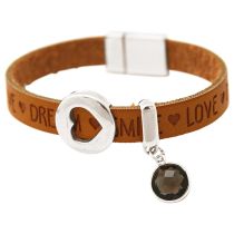 Gemshine - Damen - Armband - Herz - Liebe - WISHES - Rauchquarz - Braun Sand - Magnetverschluss