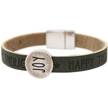 Gemshine - Damen - Armband - Joy - Happy - WISHES - Grau - Anthrazit - Magnetverschluss