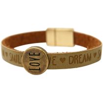 Gemshine - Damen - Armband - Love - Liebe - WISHES - Braun - Sand - Magnetverschluss