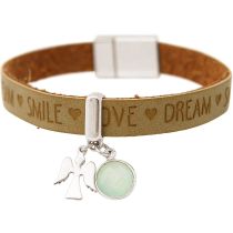 Gemshine - Damen - Armband - Schutz Engel - 925 Silber - WISHES - Braun - Sand - Chalcedon - Meeresgrün - Magn