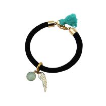 Gemshine - Damen - Armband - Vergoldet - Edelstein - Aqua Chalcedon - Engel Flügel - Grün - Schwarz