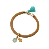 Gemshine - Damen - Armband - Vergoldet - Edelstein - Aqua Chalcedon - Eule - Grün - Braun