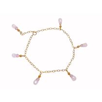 Gemshine - Damen - Armband - Vergoldet - Rosenquarz - Tropfen - Facettiert - Rosa - Größenverstellbar