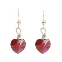 Gemshine - Damen - Ohrringe - 925 Silber - Herz - Rot - MADE WITH SWAROVSKI ELEMENTS® - 2,5 cm