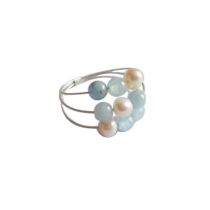 Gemshine - Damen - Ring - 925 Silber - Aquamarin - Perlen - Blau - Weiß, Ringgröße:50 (15.9)