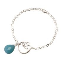 GEMSHINE Damenarmband aus 925 Silber mit YOGA Lotusblume und Türkis Tropfen