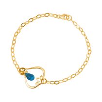 GEMSHINE Damenarmband aus hochwertig vergoldetem 925 Silber mit YOGA Lotusblume und Blautopas Quarz